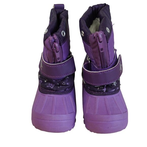 Girls Purple Winter‎ Snow Boots With Velcro & Zipper Closure Sz5 - Picture 1 of 6